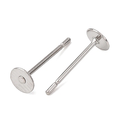 Нержавеющая Сталь Цвет Устойчивые к потускнению 304 плоские круглые пустые штифты для сережек-гвоздиков из нержавеющей стали, цвет нержавеющей стали, 12x4 мм, штифты : 0.6 мм