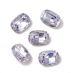 Violet K9 Glass Rhinestone Cabochons, Pointed Back & Back Plated, Octagon Rectangle, Violet, 14x10x5mm
