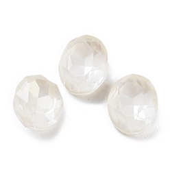 Crystal Glass Rhinestone Cabochons, Point Back & Back Plated, Faceted, Oval, Crystal, 10x8x4mm
