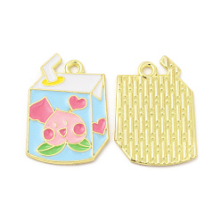 Светло-Голубой Стойки подвески обшивки сплава, с эмалью, без кадмия, без никеля и без свинца, молочная коробочка с подвеской в виде персика, золотой свет, Небесно-голубой, 23.5x16.5x1.3 мм, отверстие : 1.8 мм