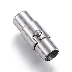 Stainless Steel Color 304 Stainless Steel Locking Tube Magnetic Clasps, Column, Stainless Steel Color, 17x7mm, Hole: 5mm