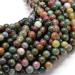 Indian Agate Natural Indian Agate Round Bead Strands, 6mm, Hole: 1mm, about 62pcs/strand, 15.5 inch