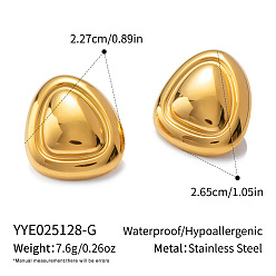 Золотой 304 из нержавеющей стали треугольные серьги стержня, золотые, 26.5x22.7 мм