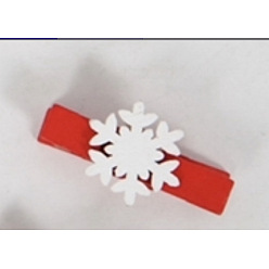 White Plastic Clothes Pins, Christmas Theme, Snowflake, for Ticket, Note, Photo, Snack Bags, Office School Supplies, White, 35x7mm