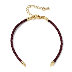 Темно-Красный 2мм витой круглый нейлоновый шнур для изготовления браслета, подходит для соединительных шармов, с латунными выводами и 303 застежками из лобстера из нержавеющей стали, реальный 18 k позолоченный, темно-красный, 6.22 дюйм (15.8 см)