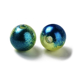 Dark Blue Rainbow ABS Plastic Imitation Pearl Beads, Gradient Mermaid Pearl Beads, Round, Dark Blue, 7.5~8x7~7.5mm, Hole: 1.6mm, about 2000pcs/500g