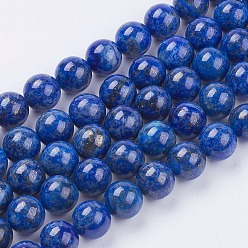 Lapis Lazuli Natural Lapis Lazuli(Filled Color Glue) Beads Strands, Grade A, Round, 10mm, Hole: 0.8mm, about 39pcs/strand, 16.1 inch