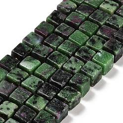 Ruby in Zoisite Natural Ruby in Zoisite Beads Strands, Cube, 8~9x8~9x8~9mm, Hole: 1.2mm, about 38~39pcs/strand, 15.08~15.35 inch(38.3~39cm)