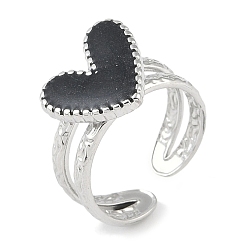 Нержавеющая Сталь Цвет 304 эмалированные кольца на палец в форме сердца из нержавеющей стали, открытые кольца для женщин, цвет нержавеющей стали, регулируемый