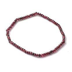 Garnet Faceted Rondelle Natural Garnet Beads Stretch Bracelets, Reiki January Birthstone Jewelry for Her, Inner Diameter: 2-3/8 inch(6.1cm)