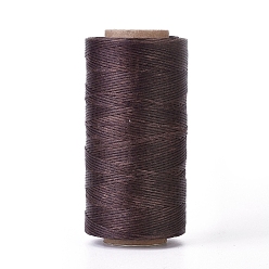Coconut Brown Waxed Polyester Cord, Micro Macrame Cord, Waxed Sewing Thread, Flat, Coconut Brown, 0.8mm, about 284.33 yards(260m)/roll