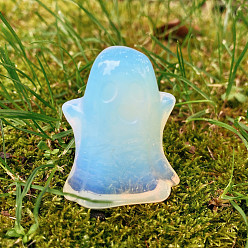 Opalite Halloween Opalite Carved Ghost Figurines, for Home Office Desktop Feng Shui Ornament, 40x50mm