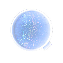 Blanc Tapis de tasse de style holographique, moules en silicone de qualité alimentaire, moules de dessous de verre en résine, pour la résine UV, fabrication artisanale de résine époxy, plat et circulaire avec flocon de neige, blanc, 90x90x9mm