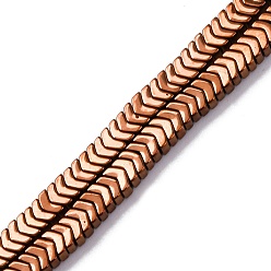 с Покрытием Меди Гальванические немагнитных гематит бисер пряди, стрелка, с медным покрытием, 3~3.5x2x1.5~2 мм, отверстие : 1 мм, около 335~338 шт / нитка, 15.94'' (40.5 см)