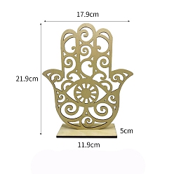 Hamsa Hand Hollow Wooden Candle Holder, for Home Decoration, Hamsa Hand, 179x50x219mm