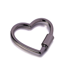 Gunmetal Alloy Heart-shaped Locking Carabiner Clasps, Gunmetal, 30x28mm