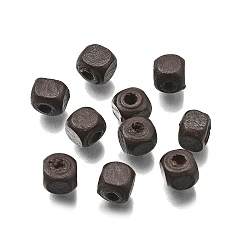 Коричневый Спрей окрашены деревянные бусины, квадратный, кофе, 6x6x6 мм, отверстие : 1.6~2 мм