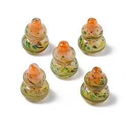 Оранжевый Lampwork бисер, Горлянка, оранжевые, 21.5~22x16~16.5 мм, отверстие : 2 мм
