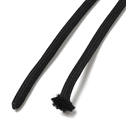 Black Polycotton Braided Cord with Inner Core, Round, for Shoe Lace Cord, Keychain Lanyard, Rope Bracelets Making, Black, 5mm, about 90~100 yards/bundle