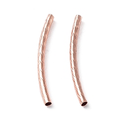 Rose Gold Tube Beads, Curved, Brass, Rose Gold, 25x2mm, Hole: 1.2mm