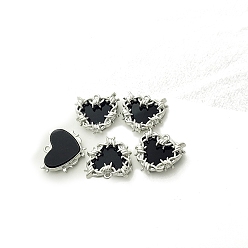 Черный Подвески из сплава и ацетата целлюлозы, сердце, чёрные, 21.5x20 мм