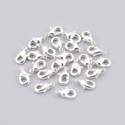 Посеребрённый Карабин-лобстеры, латунные, без никеля , 925 серебро покрытием, 10x5x2.5 мм, отверстие : 1 мм