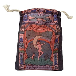 Human Canvas Cloth Packing Pouches, Drawstring Bags, Rectangle, Dancer Pattern, 15~18x13~14cm