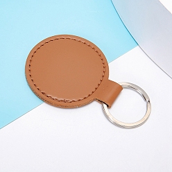 Peru PU Leather Keychain, with Metal Key Ring, Flat Round, Peru, 5x5cm
