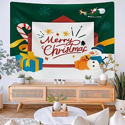 Snowman Christmas Theme Polyester Wall Hanging Tapestry, for Bedroom Living Room Decoration, Rectangle, Snowman, 730x950mm