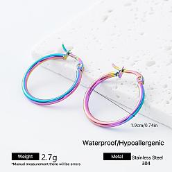 Rainbow Color 304 Круглые серьги-кольца из нержавеющей стали, унисекс, Радуга цветов, 19 мм