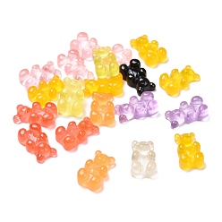 Mixed Color Bear Resin Cabochons, for Photo Pendant Craft Jewelry Making, Mixed Color, 12.5x7x4mm