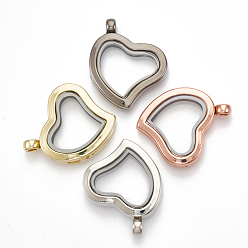 Mixed Color Alloy Magnetic Locket Pendants, with Glass, Heart, Mixed Color, 33x29x6.5mm, Hole: 3mm, Inner Measure: 16x20mm