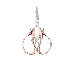 Red Copper Stainless Steel Swan Scissors, Embroidery Scissors, Sewing Scissors, with Zinc Alloy Rhinestone Handle, Red Copper, 100x36mm