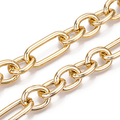 Light Gold Aluminum Figaro Chain, Unwelded, Light Gold, 36.5x17x4mm, Small Oval: 21.8x17x4mm