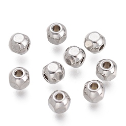 Stainless Steel Color 304 Stainless Steel Beads, Faceted, Round, Stainless Steel Color, 4mm, Hole: 1.4mm