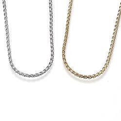 Mixed Color 304 Stainless Steel Twisted Chain Necklaces, with Lobster Claw Clasps, Mixed Color, 19.7 inch(50cm), 2mm