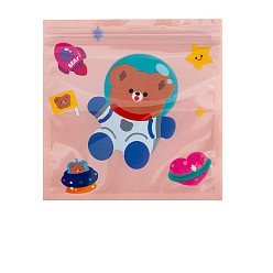 Spaceship Пластиковые термосвариваемые пакеты для закусок с застежкой-молнией, квадратные мешочки для конфет с печеньем, для выпечки печенья фасовочные пакеты, космическая тема шаблон, 135x135 мм