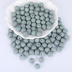 Aqua Round Silicone Focal Beads, Chewing Beads For Teethers, DIY Nursing Necklaces Making, Aqua, 15mm, Hole: 2mm