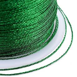 Green Polyester Braided Metallic Thread, for DIY Braided Bracelets Making and Embroidery, Green, 0.4mm, 6-Ply, about 54.68 yards(50m)/roll