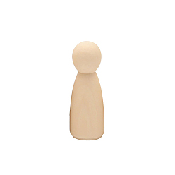 Antique White Unfinished Wooden Peg Dolls, Wooden Blank Girl Pegs, for Children's Creative Paintings Craft Toys, Antique White, 6.5x2.4cm