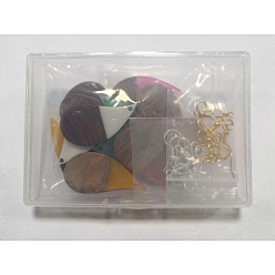 (52) Непрозрачная лаванда Наборы для изготовления сережек diy, в том числе подвески из смолы и грецкого ореха в форме капли, медные крючки и кольца для сережек, разноцветные, 96 шт / коробка