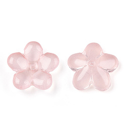 Pink Transparent Glass Beads, Flower, Pink, 21x21.5x7mm, Hole: 1.8mm