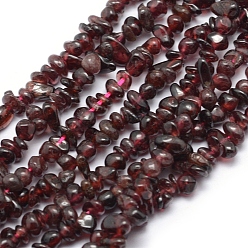 Garnet Natural Garnet Beads Strands, Chip, 3~5mm, Hole: 0.6mm, about 33 inch(84cm)