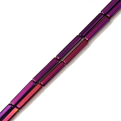Purple Plated Electroplate Glass Beads Strands, Full Plated, Cuboid, Purple Plated, 20x4x4mm, Hole: 0.8mm, about 38pcs/strand, 30.31 inch(77cm)