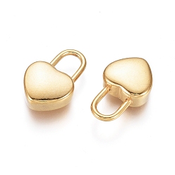 Золотой 304 подвески из нержавеющей стали, сердце замок, золотые, 18x11.5x5.5 мм, отверстие : 6.5 мм