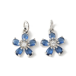 Королевский синий Латунные микро проложить кубического циркония подвески, , стойки покрытие, прочное покрытие, без кадмия и без свинца, с целью перехода в кольце, королевский синий, 14.5x12.5x4.5 мм, отверстие : 4.5 мм