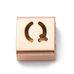 Letter Q Ионное покрытие (ip) 304 квадратные подвески-слайдеры из нержавеющей стали, розовое золото , Буква Q, 9x8x4 мм, отверстие : 3.5x8.5 мм