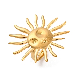 Золотой Ионное покрытие (ip) 304 открытые манжетные кольца из нержавеющей стали, Кольца для женщин, золотые, ВС: 38x40 mm, регулируемый