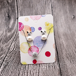 Polka Dot Paper Display Cards, for Earrings, Necklaces, Rectangle, Polka Dot Pattern, 7x5cm