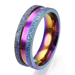 Rainbow Color 201 рифленое кольцо из нержавеющей стали для женщин, Радуга цветов, внутренний диаметр: 17 мм, широк: 6 мм